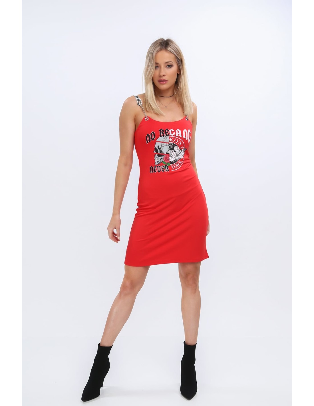 Rotes Kleid mit taillierter Applikation MP62114 – Online-Shop – Boutique